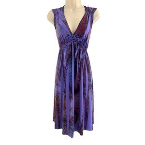 One World Purple Abstract Sublimation Print‎ Empire Waist Dress Size XL Summer
